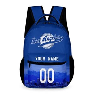 vluyyv los angeles custom backpack high capacity baseball city night view personalized bag name & number fans gifts for men women