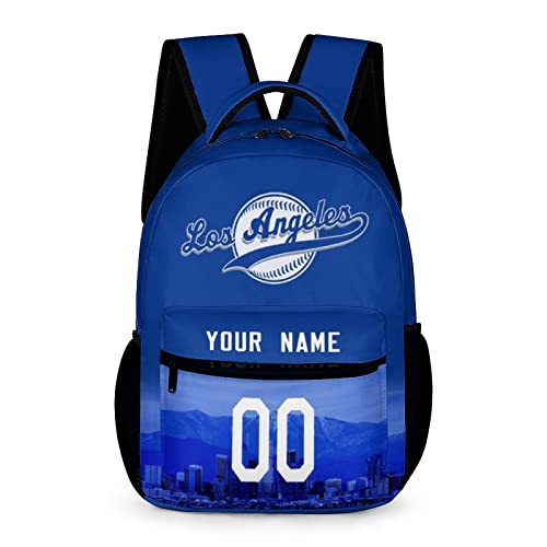 Vluyyv Los Angeles Custom Backpack High Capacity Baseball City Night View Personalized Bag Name & Number Fans Gifts for Men Women