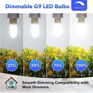 MAXvolador G9 LED Bulb Dimmable, Daylight White 6000K, 4W G9 Base Light Bulbs, 40W T4 Halogen Equivalent, Bi Pin Base G9 Chandelier Lighting, No-Flicker 360°Beam Angle, 120V 450LM, 6 Pack
