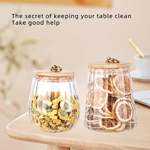 IZEJAZT Irregular storage glass jars,Glass jar canisters with airtight lids，Wide mouth mason jars，Overnight oats jars，Cookie jar，Candy jar，Spice Jars With Bamboo Lids (Oval, 1-Pack)