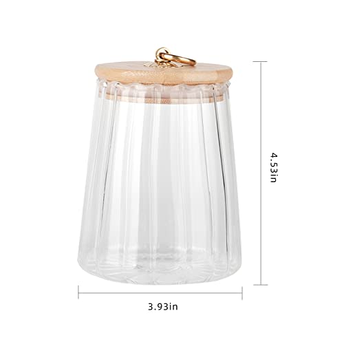 IZEJAZT Irregular storage glass jars,Glass jar canisters with airtight lids，Wide mouth mason jars，Overnight oats jars，Cookie jar，Candy jar，Spice Jars With Bamboo Lids (Oval, 1-Pack)