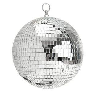 mirror disco ball, stage lightning effect ball with hanging ring for dj club stage bar party, wedding decoration (silver - 8 inch)