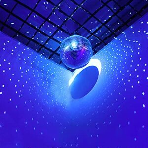 Mirror Disco Ball, Stage Lightning Effect Ball with Hanging Ring for DJ Club Stage Bar Party, Wedding Decoration (Silver - 8 inch)