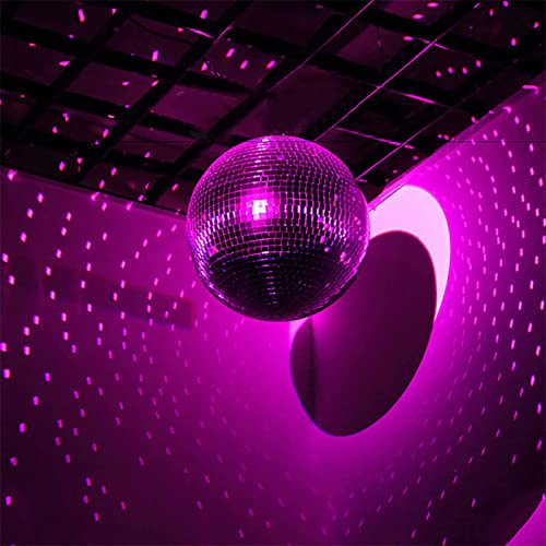 Mirror Disco Ball, Stage Lightning Effect Ball with Hanging Ring for DJ Club Stage Bar Party, Wedding Decoration (Silver - 8 inch)