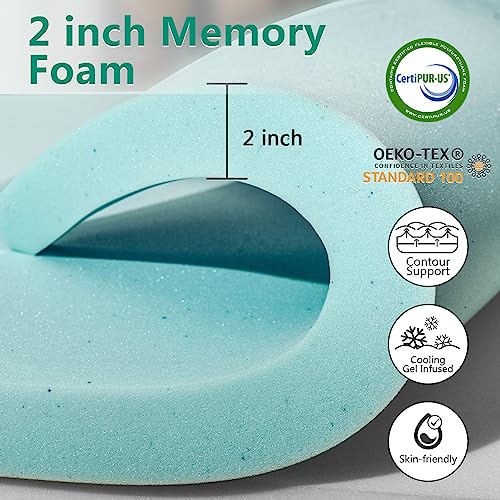 NEXHOME PRO Dual Layer 3 Inch Memory Foam Mattress Topper California King, 2 Inch Cooling Gel Memory Foam Plus 1 Inch Bamboo Pillow Top Cover Mattress Pad, Soft Support for Back Pain Relief