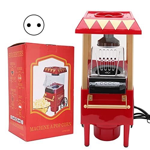 1200W Red Retro Automatic Popcorn Machine Household Corn Popper Maker (US Plug 110V 10A)