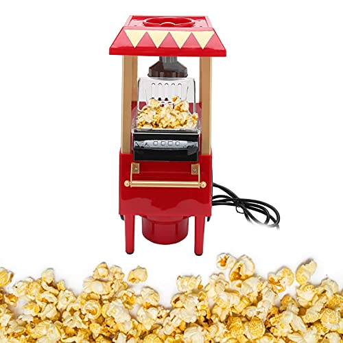 1200W Red Retro Automatic Popcorn Machine Household Corn Popper Maker (US Plug 110V 10A)