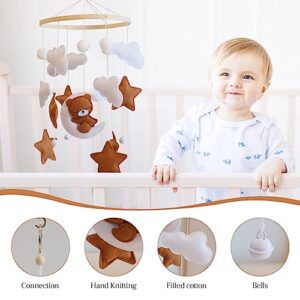 Baby Crib Mobile - Bear Mobile for Crib, Felt Cloud Nursery for Boys and Girls, Baby Bassinet Mobile Toy - Shower Set for Infant Bedroom Hanging Decoration