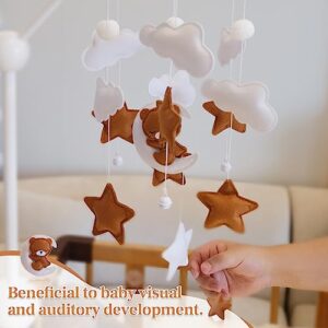 Baby Crib Mobile - Bear Mobile for Crib, Felt Cloud Nursery for Boys and Girls, Baby Bassinet Mobile Toy - Shower Set for Infant Bedroom Hanging Decoration