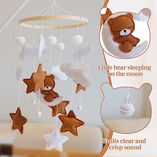 Baby Crib Mobile - Bear Mobile for Crib, Felt Cloud Nursery for Boys and Girls, Baby Bassinet Mobile Toy - Shower Set for Infant Bedroom Hanging Decoration