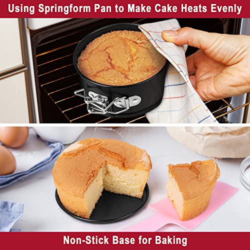 Springform Cake Pan 4 Inch Nonstick Spring Form Pans for Cake Pop Sticks,Quiche or Cookie Sheets,Baking Supplies Cake Decorating kit Cupcake Mold Cheesecake Bread Baking Pan Set