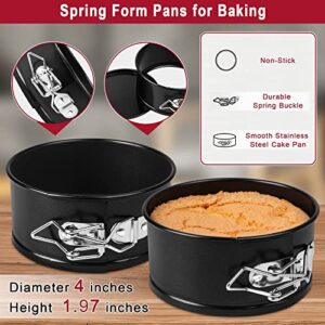 Springform Cake Pan 4 Inch Nonstick Spring Form Pans for Cake Pop Sticks,Quiche or Cookie Sheets,Baking Supplies Cake Decorating kit Cupcake Mold Cheesecake Bread Baking Pan Set