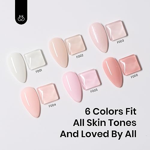 Beetles Color Base Gel Nail Polish 6 Colors Nude Rubber Base Gel Polish Porcelain Doll Pink Nail Polish Nude Nail Polish Neutral Sheer Colors Strengthener Soak Off U V Nail Art DIY Home