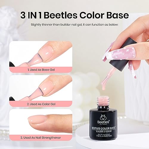 Beetles Color Base Gel Nail Polish 6 Colors Nude Rubber Base Gel Polish Porcelain Doll Pink Nail Polish Nude Nail Polish Neutral Sheer Colors Strengthener Soak Off U V Nail Art DIY Home