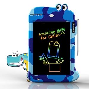 vnvdflm 8.8 dino lcd writing tablet for kids doodle board drawing pad birthday gifts for 3 4 5 6 7 8 year old boys and girls (blue camo)