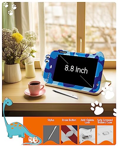 VNVDFLM 8.8 Dino LCD Writing Tablet for Kids Doodle Board Drawing Pad Birthday Gifts for 3 4 5 6 7 8 Year Old Boys and Girls (Blue Camo)