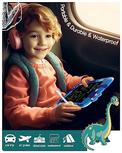 VNVDFLM 8.8 Dino LCD Writing Tablet for Kids Doodle Board Drawing Pad Birthday Gifts for 3 4 5 6 7 8 Year Old Boys and Girls (Blue Camo)