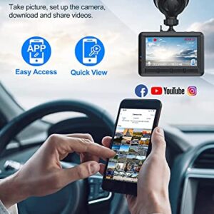 Dash Cam, FHD 1080P Mini Dash Camera for Cars with WiFi, 2.45" IPS Screen, Night Vision, WDR, Loop Recording, G-Sensor Lock, 170°Wide Angle and Parking Monitor