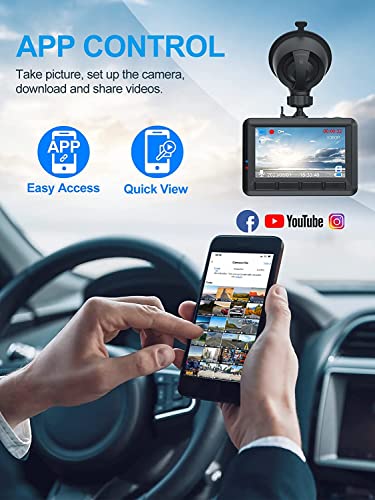 Dash Cam, FHD 1080P Mini Dash Camera for Cars with WiFi, 2.45" IPS Screen, Night Vision, WDR, Loop Recording, G-Sensor Lock, 170°Wide Angle and Parking Monitor