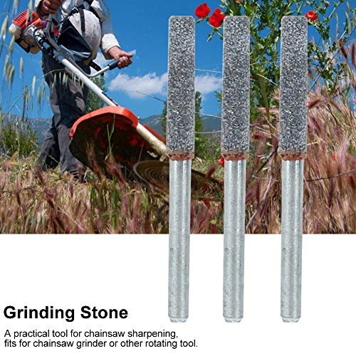 Ozgkee Grinding Sharpener, 7x2x1 3Pcs 4Mm 5/32In Diamond Chainsaw Sharpener Burr Stone File Sharpening Tool for Rotating Tool