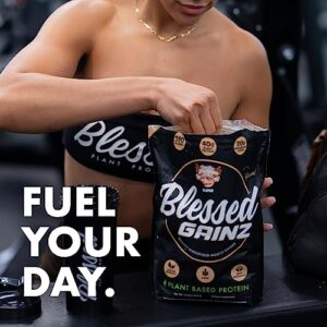 BLESSED Gainz Vegan Protein Powder Mass Gainer - 40g Plant Based Protein Powder - Meal Replacement Shake with Pea Protein Powder - Vegan Protein Shake - 40 Servings (Vanilla Cinnamon Swirl)