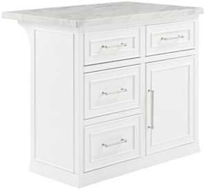 crosley furniture cutler kitchen island with faux marble top, white