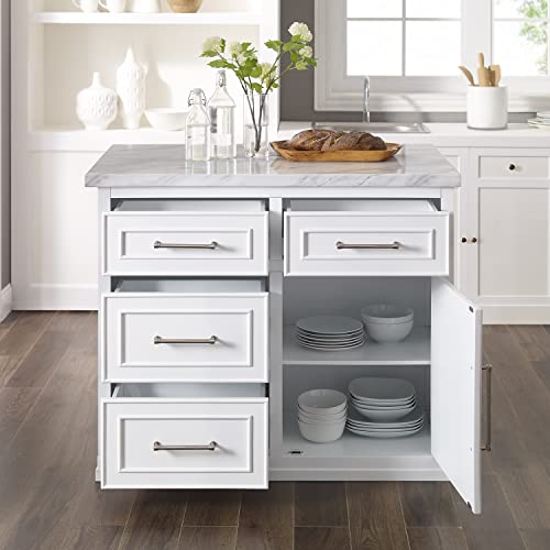 Crosley Furniture Cutler Kitchen Island with Faux Marble Top, White