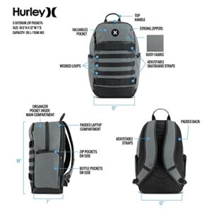 Hurley Mens Skateboard Backpack, Cool Grey, One Size