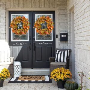 HO2NLE Fall Wreaths for Front Door, 24 Inch Fall Wreath with Flowers and Berry Large Autumn Harvest Thanksgiving Wreath for Farmhouse Festival Halloween Home Wall Decor