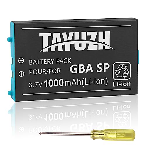 TAYUZH【1000mAh Battery Replacement for Nintendo Gameboy Advance SP Rechargeable Lithium-ion Battery for Nintendo GBA SP AGS-001 SAM-003 with Screwdriver