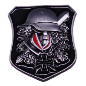 prussian iron cross medal german helmet emblem oak leaf enamel pin metal badge brooch for military fans