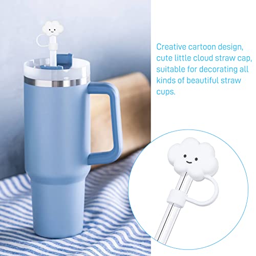 6 Pack Compatible with Stanley 30&40 Oz Tumbler, 10mm Cloud Shape Straw Covers Cap, Cute Silicone Cloud Straw Covers, Straw Protectors, Soft Silicone Cloud Shape Straw Lid for 10mm Straws