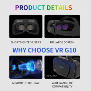 VR SHINECON VR Headset Compatible with iPhone & Android Virtual Reality VR Goggles