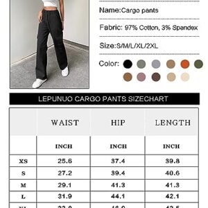 Lepunuo Cargo Pants for Women Baggy Zipper Y2K Pants Light Baggy Jogger Black