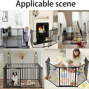 EPIKOIB 200" Wide Baby Gate Metal Safety Playpen - Fireplace Fence for Kids/Pet/Toddler/Dog/Cat, 8-Panel