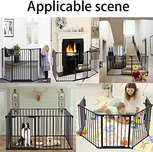 EPIKOIB 200" Wide Baby Gate Metal Safety Playpen - Fireplace Fence for Kids/Pet/Toddler/Dog/Cat, 8-Panel