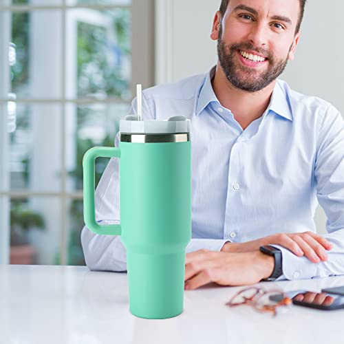 New Version 40oz Stainless Steel Vacuum Insulated Tumbler with Lid and Straw for Water, Smoothie and More, Iced Tea or Coffee (Eucalyptus)