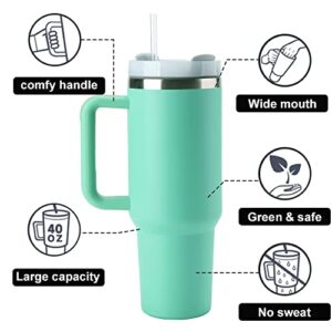 New Version 40oz Stainless Steel Vacuum Insulated Tumbler with Lid and Straw for Water, Smoothie and More, Iced Tea or Coffee (Eucalyptus)