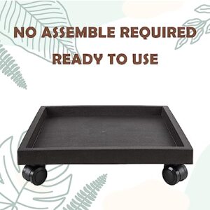 NAZKAEN 14.2 Inch Square Rolling Plant Caddy Saucer with Wheels, Heavy Duty Wheeled Planter Stand for Potted Plant, Coaster Roller Base Tray with Casters, Flower Pot Dolly Holder for Indoor Outdoor