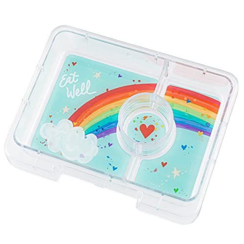 Yumbox Snack Box - 3 Compartment Leakproof Bento Lunch Box for Kids (Tropical Aqua with Rainbow Tray)