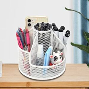 RURYEURT Pencil Holder for Desk, Metal Desk Organizers and Accessories Rotating Pen Holder User Friendly Pen Holder for Desk(White)