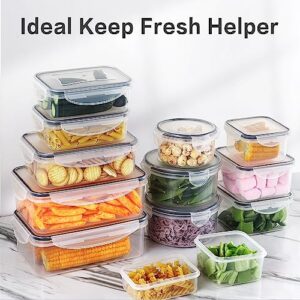 HOMBERKING 32 Pieces Food Storage Containers Set with Snap Lids (16 Lids + 16 Containers), Meal Prep Airtight Plastic Containers, BPA-Free Lunch Containers for Kitchen Organization, Pantry, Home, Black