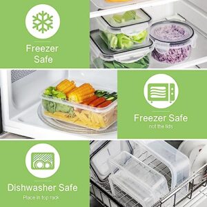 HOMBERKING 32 Pieces Food Storage Containers Set with Snap Lids (16 Lids + 16 Containers), Meal Prep Airtight Plastic Containers, BPA-Free Lunch Containers for Kitchen Organization, Pantry, Home, Black