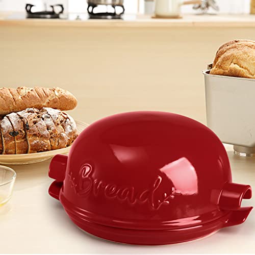 Okllen Bread Baker with Lid, Ceramic Large Bread Pot Cheese Potato Cooker, Oven Safe Bread Baking Pot Pan Multi Cooker for Home Bread Making, 11.4" x7.5"