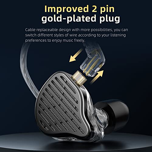 KZ x HBB PR2 in Ear Monitor Headphones 13.2mm Planar Magnetic Driver Noise Cancelling Headphones HiFi IEM Earphones for Musicians Audiophiles DJ, Detachable 2pins Cable (No mic, Black)