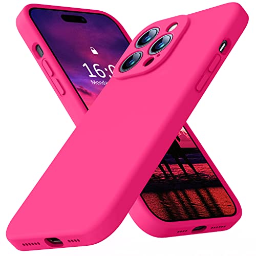 Ktele Compatible with iPhone 14 Pro Case, AB-Grade Liquid Silicone Case, [Four Corner 50+Tiny Airbags Shockproof] [Soft Microfiber Lining Anti-Scratch] Camera All-Round Protection Case - Hot Pink