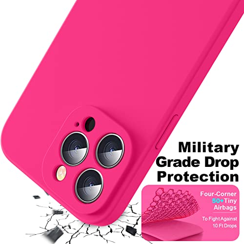 Ktele Compatible with iPhone 14 Pro Case, AB-Grade Liquid Silicone Case, [Four Corner 50+Tiny Airbags Shockproof] [Soft Microfiber Lining Anti-Scratch] Camera All-Round Protection Case - Hot Pink