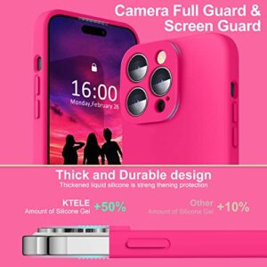 Ktele Compatible with iPhone 14 Pro Case, AB-Grade Liquid Silicone Case, [Four Corner 50+Tiny Airbags Shockproof] [Soft Microfiber Lining Anti-Scratch] Camera All-Round Protection Case - Hot Pink