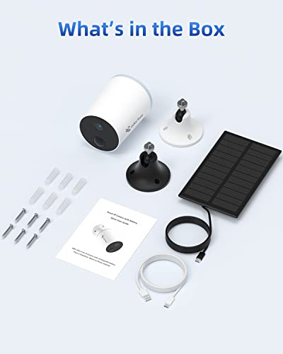 Security Cameras Wireless Outdoor with Solar Panel: 1080p WiFi Camera Rechargeable Battery Powered Night Vision for Home Outside Video Surveillance System Works with Adorcam App