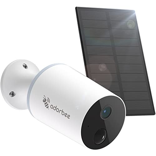 Security Cameras Wireless Outdoor with Solar Panel: 1080p WiFi Camera Rechargeable Battery Powered Night Vision for Home Outside Video Surveillance System Works with Adorcam App